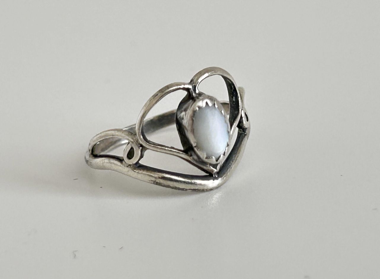 Sterling Silver With Stone Stacker Heart Shaped Ring