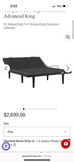 Temperpedic Ergo Extend Platform + CAL king Temperpedic Mattress 