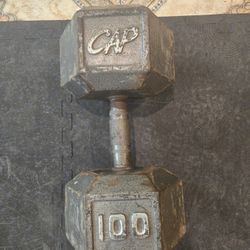 Single 100lb Metal Hex Dumbbell--