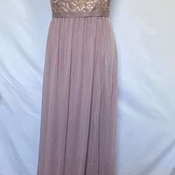 Davids Bridal Size 6 Rose Gold Backless Sleeveless Bridesmaid Maxi Formal Dress