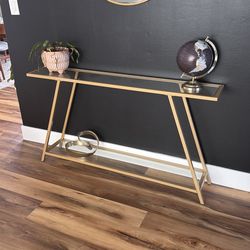 Gold Frame Glass Console Table