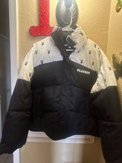 Playboy Puffer Jacket Black and White