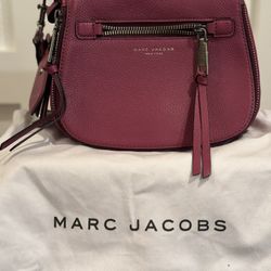 MARC JACOBS Recruit Nomad Saddle Bag Magenta Pebbled Leather Crossbody 