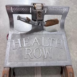 Antique “Health Row” Rowing Machine – Early 1900s Cast Iron & Wood – Rare Industrial Piece