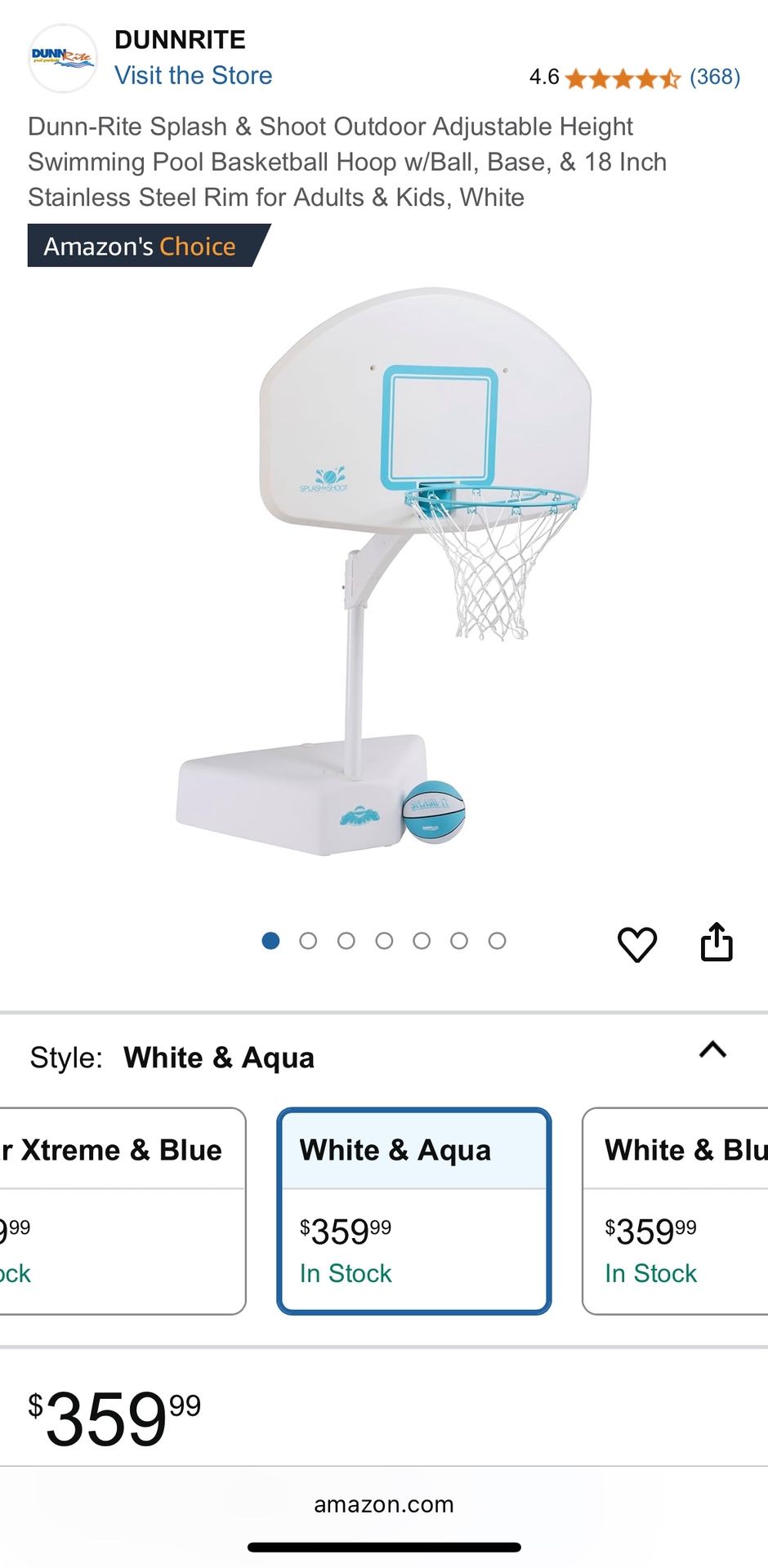Pool basketball hoop
