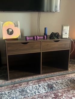 Wood stand with drawers storage turntable