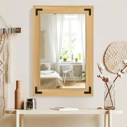2815: New Bathroom Mirror for Wall with Wooden Frame, 36"x24" Solid Wood Vanity Mirror for Farmhouse, Bathroom, Bedroom Decor, Vertical or Horizontal 