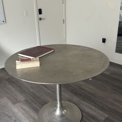 West Elm Tulip Bistro Dining Table 42” - Raw Nickel (Retail: $1,200)