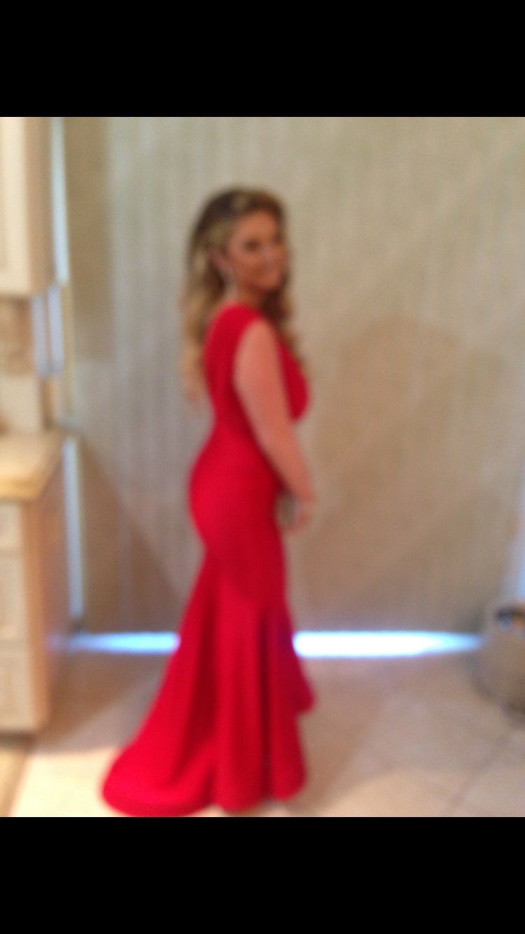 Designer Red Formal Dress For A Wedding, Prom, Pageant, Etc.