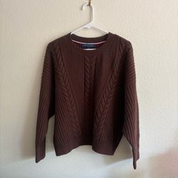 Tommy Hilfiger Women's Brown Cable Knit Sweater