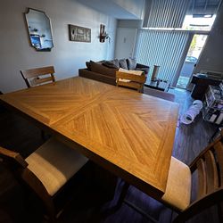 Wooden Dining Room Table And 4 Upholstered Chairs