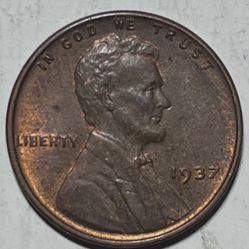 1937 P Lincoln Wheat Penny 