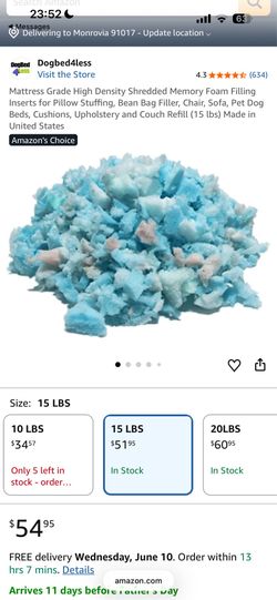 Memory Foam (12) 15 pound bags