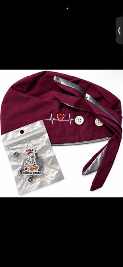 Burgundy Scrub Cap with Heartbeat Embroidery set