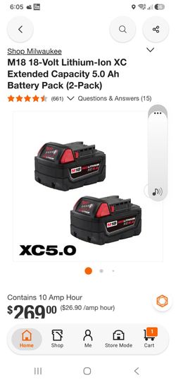 Milwaukee batteries XC 5.0