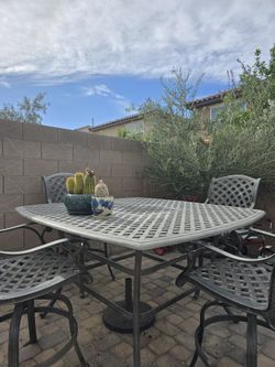 5 Piece Gray Metal Counter Height Patio Dining Set