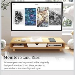 monitor stand riser bamboo