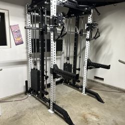 PRO SERIES Ultimate 3-1 Half Rack Functional Trainer w/Smith Machine Bar | 400lb Stack | Gym Equipment | Fitness | Commercial | Squat Rack 