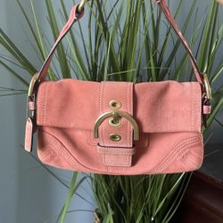Coach Pink Suede Soho City Flap Shoulder Bag 