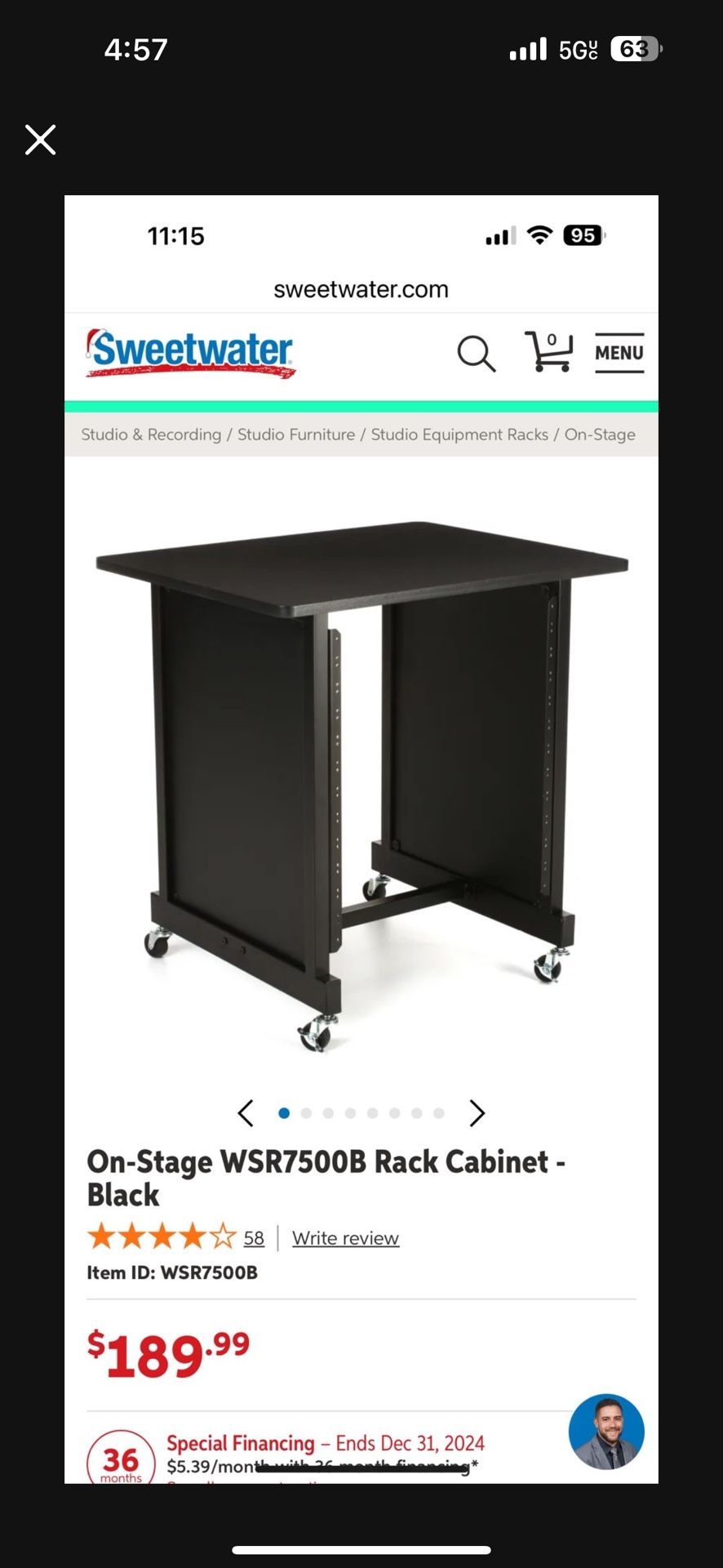 On-Stage WSR7500B Rack Cabinet - Black