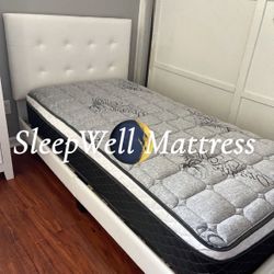 Twin Size Bed Frame With Pillow Top Mattress Included 