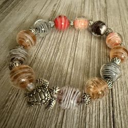 NEW Women’s Glass Multicolored Bracelet with Sea Turtle Accent Bead