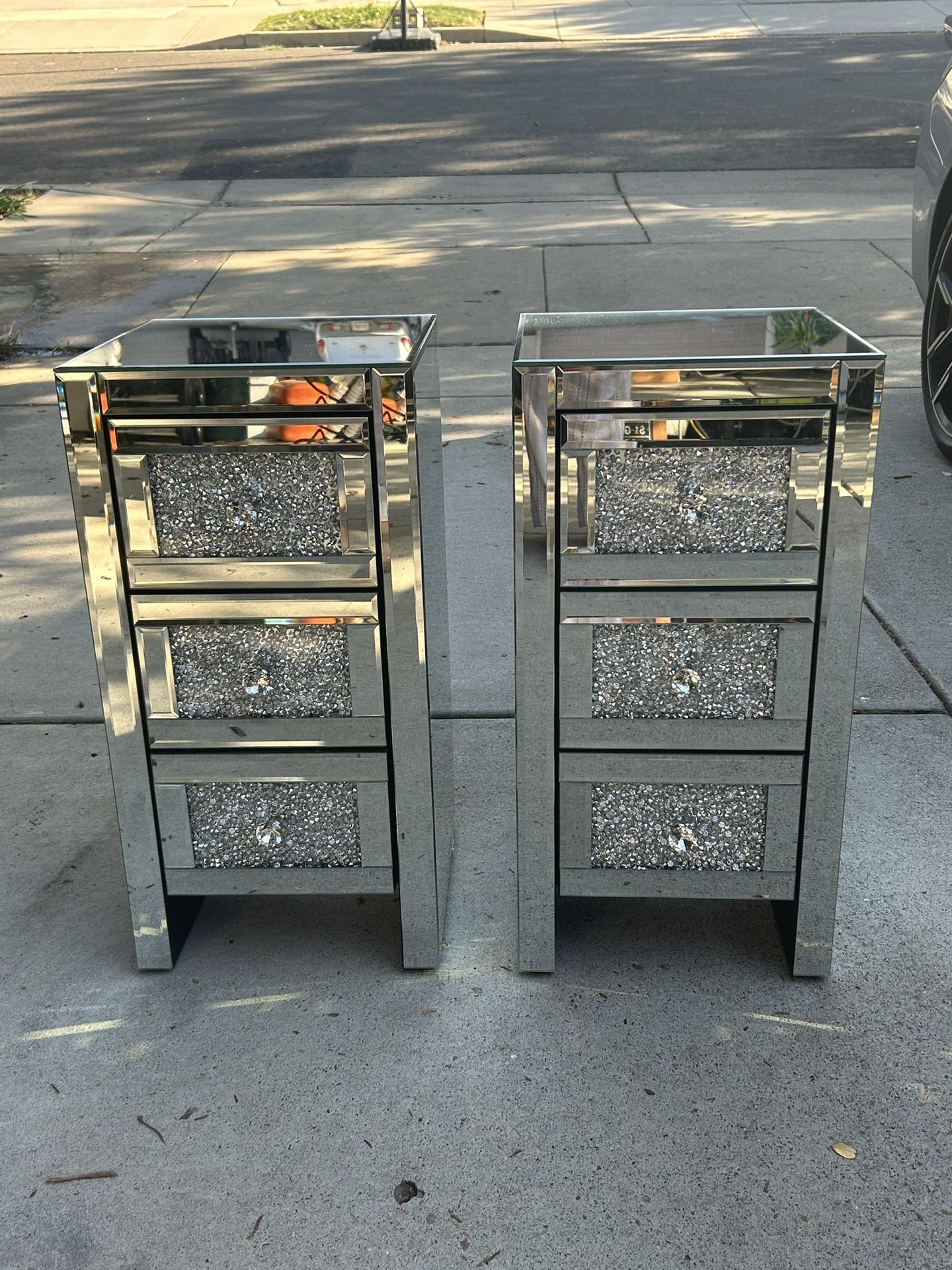 Mirrored Nightstands End Tables