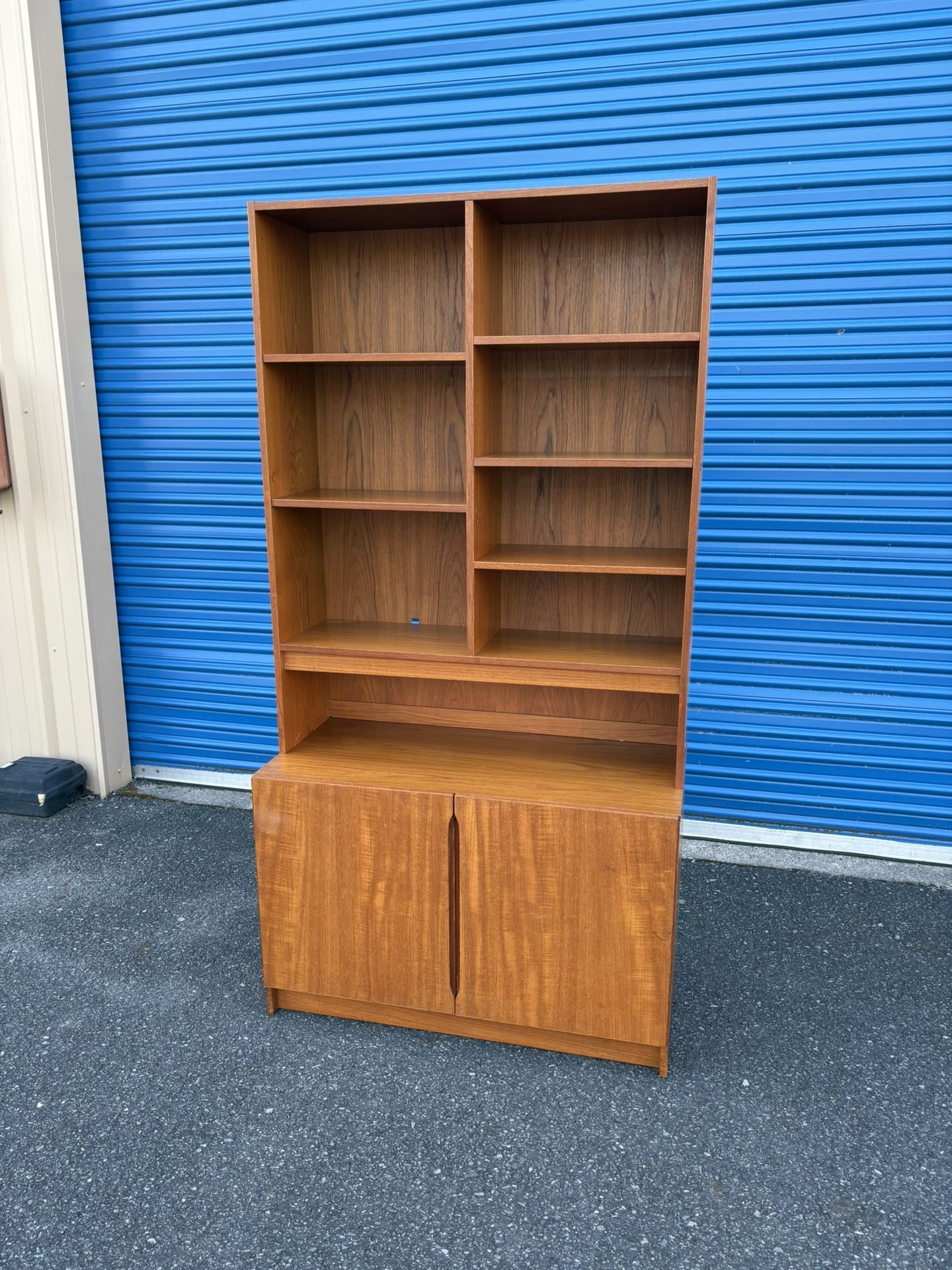 Mid Century Modern Danish Teak Bookshelf With Storage