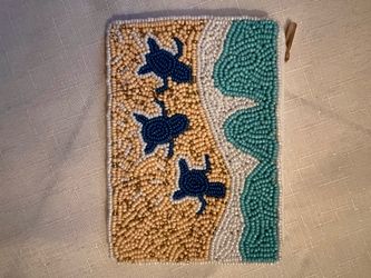 Beach-Themed Beaded Coin Purse / Card Holder