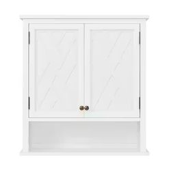 Alaterre Furniture Coventry 27 in. W Wall Cabinet with Two Doors and Open Shelf in White