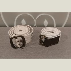 LOT OF 2 BEIGE ADJUSTABLE MENS BELTS
