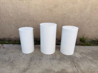 NEW Round Cylinder Pedestal Stands Set Of 3 for Cake Dessert, Flower, & Ornament *SEE PHOTOS*