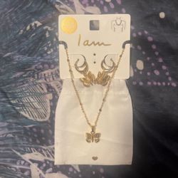 Gold-Plated Butterfly earrings & necklace