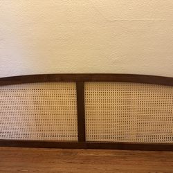 Wood and Rattan Queen Headboard