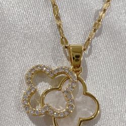 Double Layer White Enamel Charm Necklace 