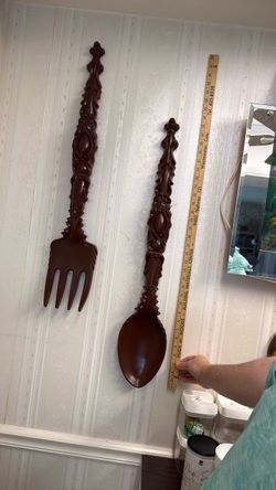 Large Decorative Wall Fork and Spoon Set