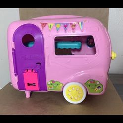 BARBIE CLUB CHELSEA CAMPER 2018 Mattel FXG90 Pink Pull Trailer Doll Vehicle