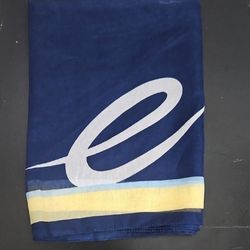 Retro Navy Blue Scarf with Yellow & White Accents