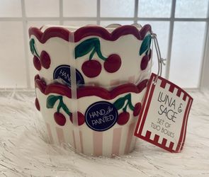 Luna & Sage Set of 2 Cherry Motif Bowls