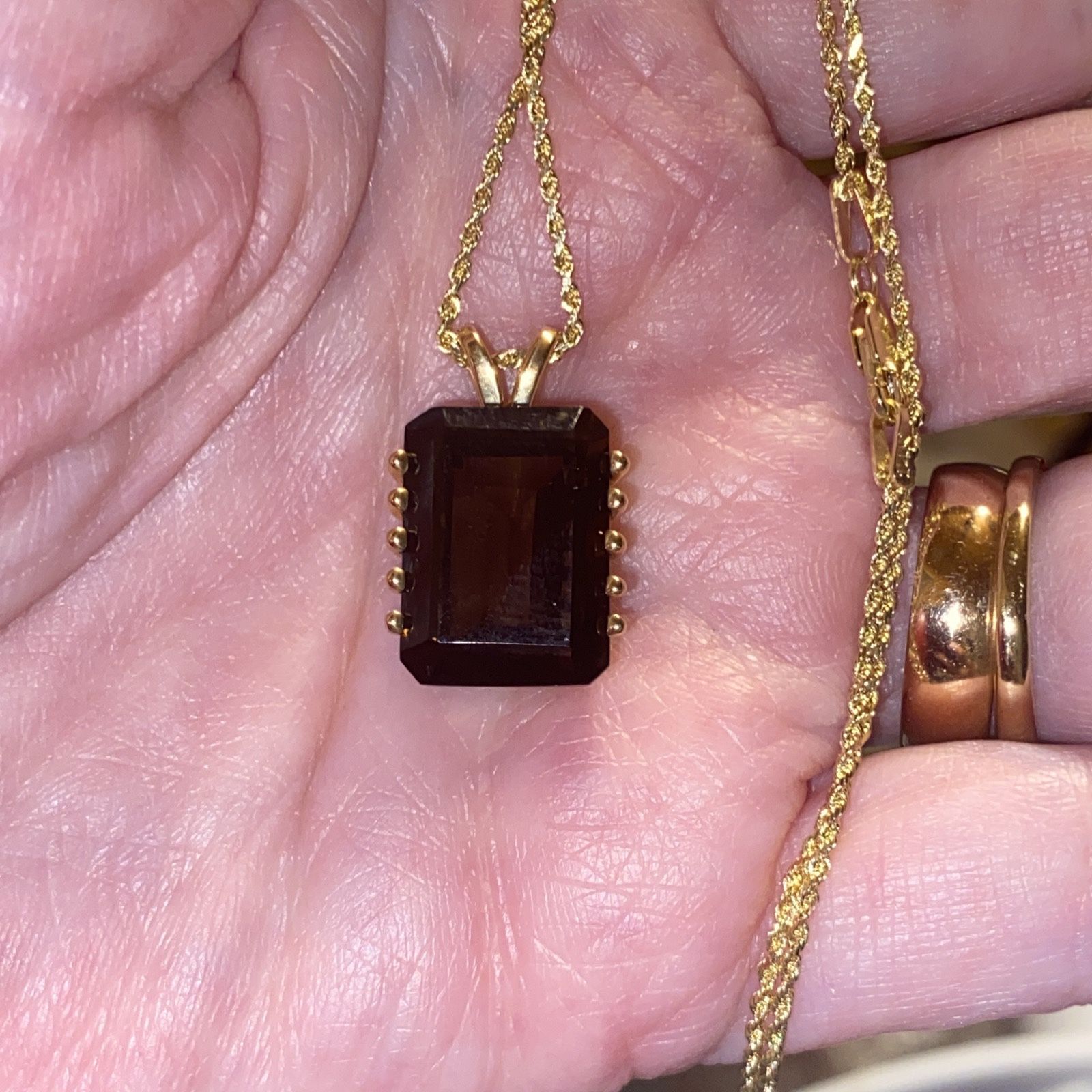 14 Karat Smoky Quartz Necklace Approximately 10 Carats