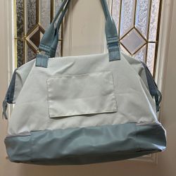 DSW Blue & Pale Blue Zippered Tote Bag – Large Travel / Weekender