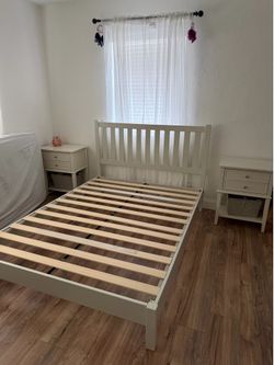 Queen bed frame and 2 night stands
