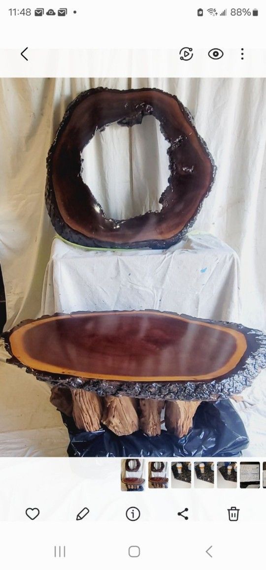 Mahogany Coffee Table & Matching Wall Mount Mirror.
