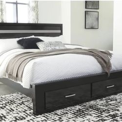 King Size Bed On Sale With Wooden Base And Metal Frame Support
