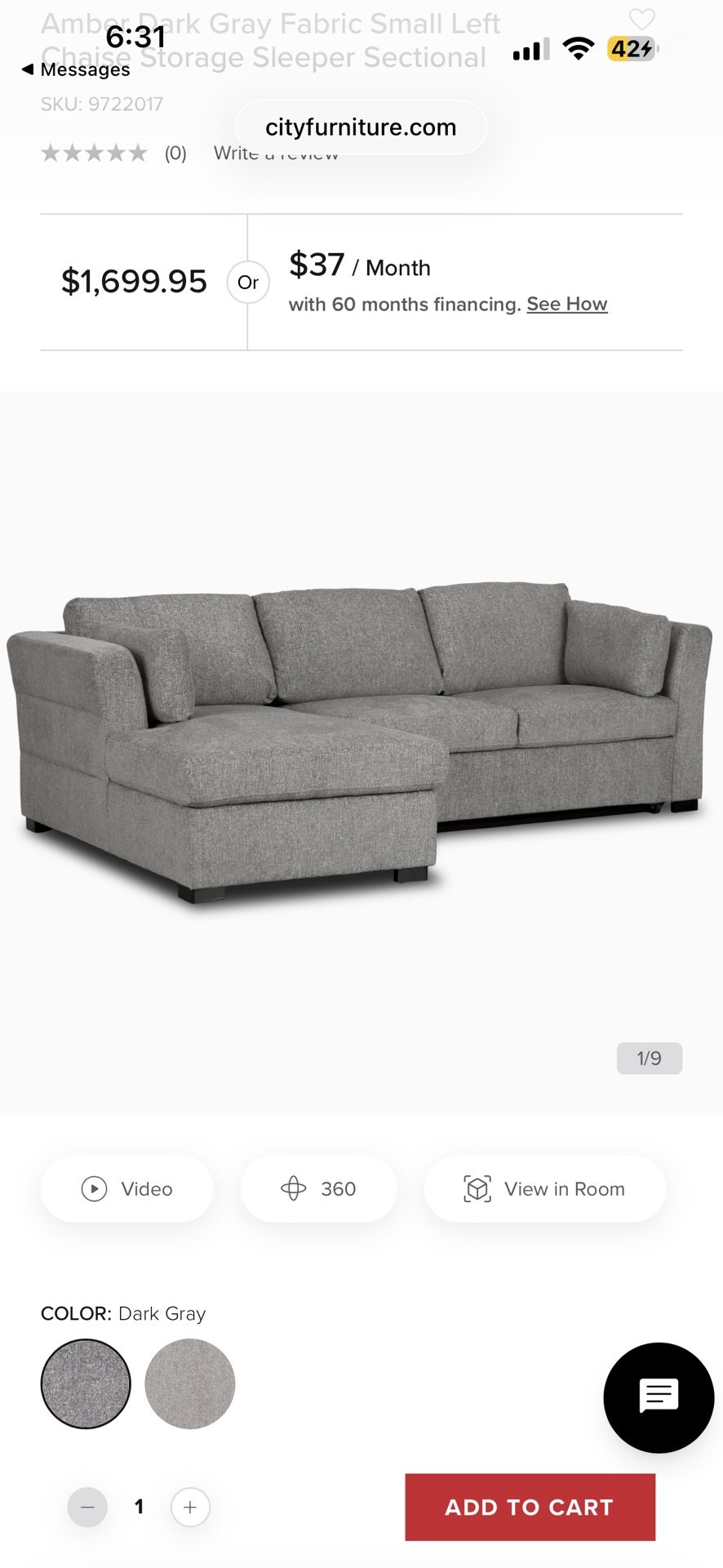 Sleeper Sectional For Sale - Pickup Only Edgewater Miami