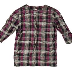 Rare Bellmistic 100% Human Hair Tunic DressVtg Plaid Metallic Size XL Multicolor