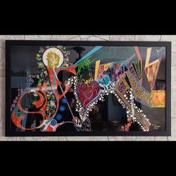 Abstract Painting on Black Plexiglas 