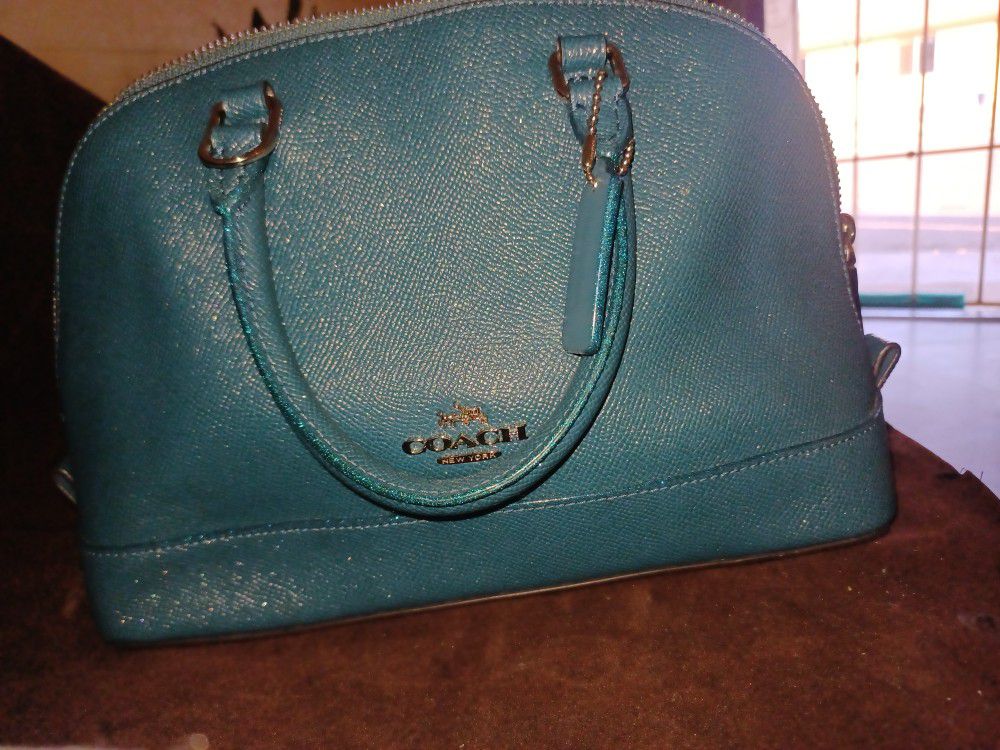 Genuine Coach crossgrain glitter mini Sierra dark teal crossbody bag purse  for Sale in Apache Junction, AZ - OfferUp