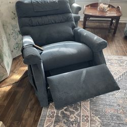 Power lift Chair Recliner Blue chenille Fabric