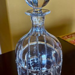 Vintage Towle, Lead Crystal (24%), Whiskey Decanter & Stopper, 10” Tall, Made in Poland